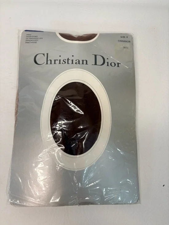 Vintage Christian Dior Diorissimo Pantyhose Size 2 Cinnamon Ultrasheer Sandal - Picture 1 of 6